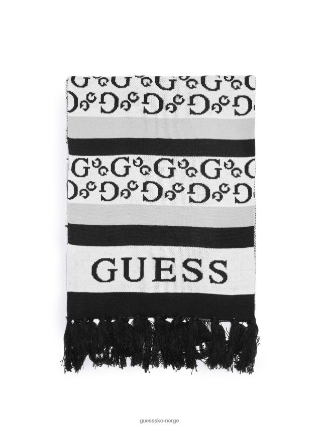 Guess logo stripet skjerf svart svart unisex F0LJ807684