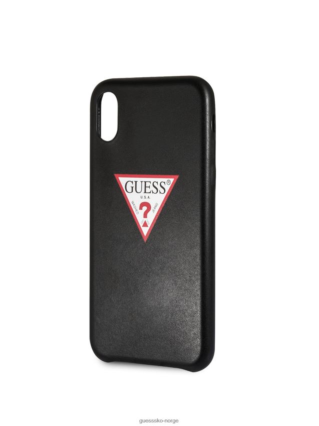 Guess iphone x-deksel med logo i imitert skinn svart unisex F0LJ8010197