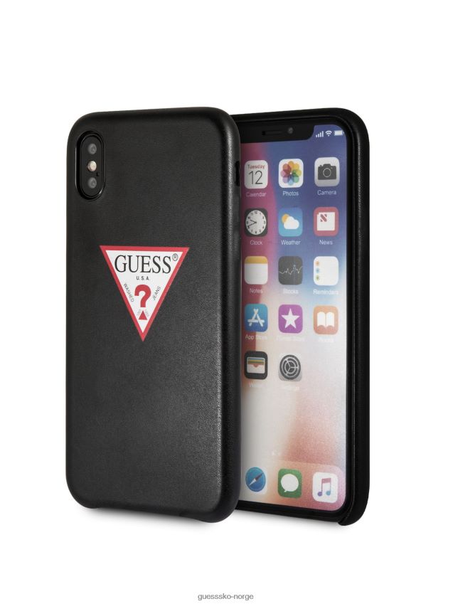 Guess iphone x-deksel med logo i imitert skinn svart unisex F0LJ8010197