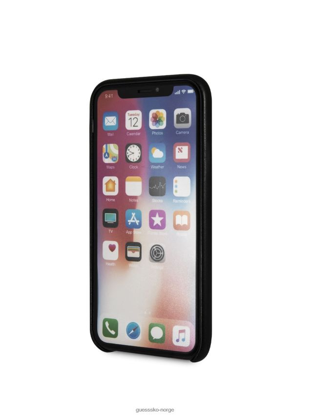 Guess iphone x-deksel med logo i imitert skinn svart unisex F0LJ8010197