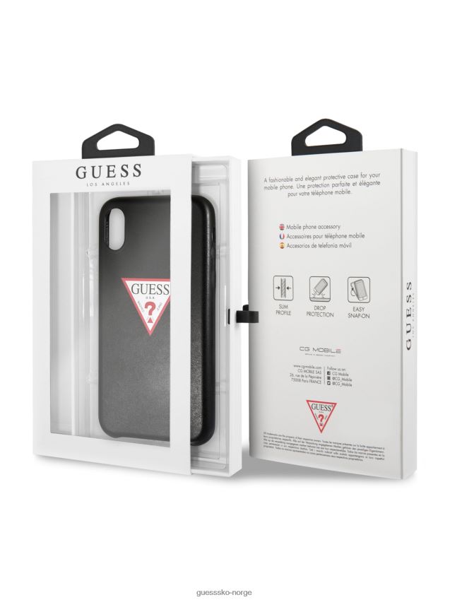 Guess iphone x-deksel med logo i imitert skinn svart unisex F0LJ8010197