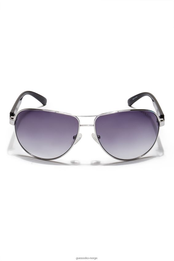 Guess Aviator solbriller med teksturert arm hvit/sølv wht/sølv unisex F0LJ808821