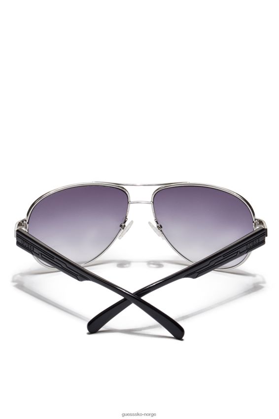 Guess Aviator solbriller med teksturert arm hvit/sølv wht/sølv unisex F0LJ808821