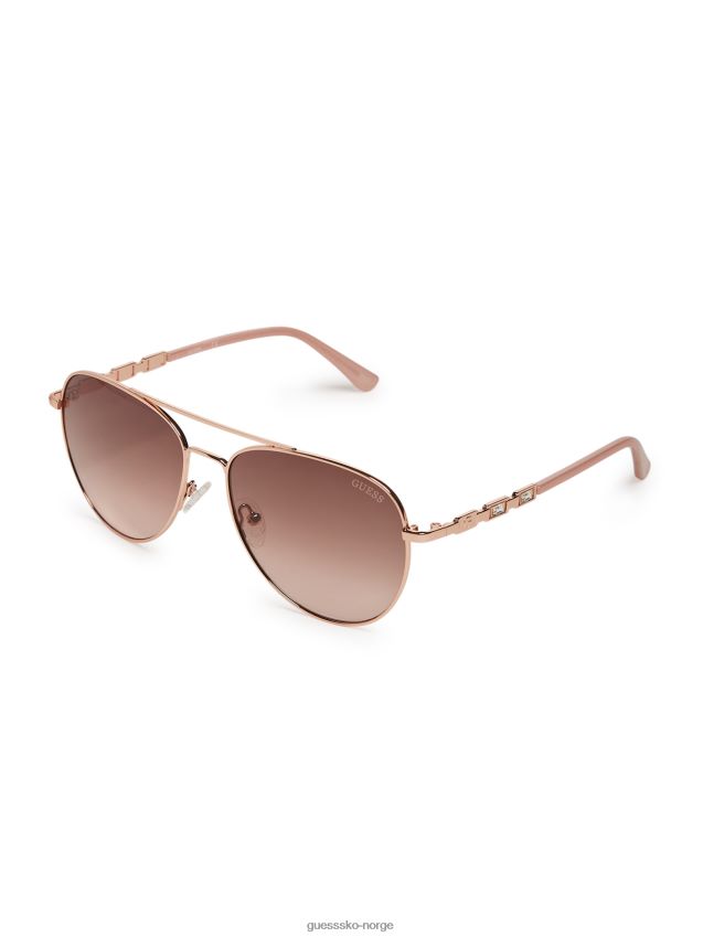 Guess aviator baguette metall solbriller roségull Rose gull unisex F0LJ807760