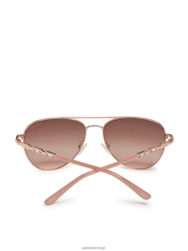 Guess aviator baguette metall solbriller roségull Rose gull unisex F0LJ807760