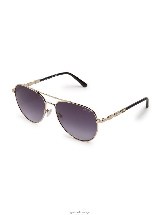 Guess aviator baguette metall solbriller svart svart unisex F0LJ807815