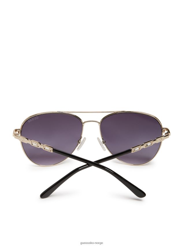 Guess aviator baguette metall solbriller svart svart unisex F0LJ807815