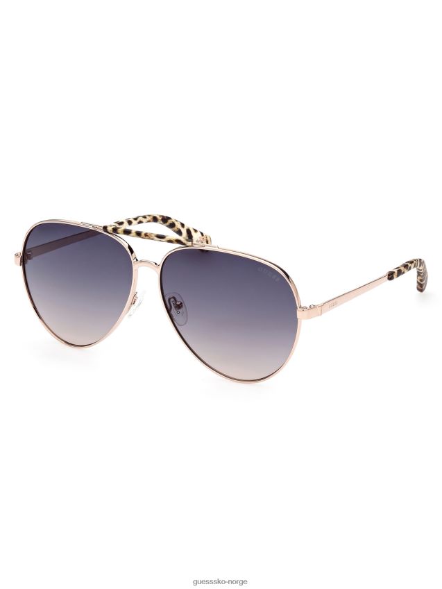 Guess hvit/gull aviator logo solbriller hvitt gull unisex F0LJ8011105