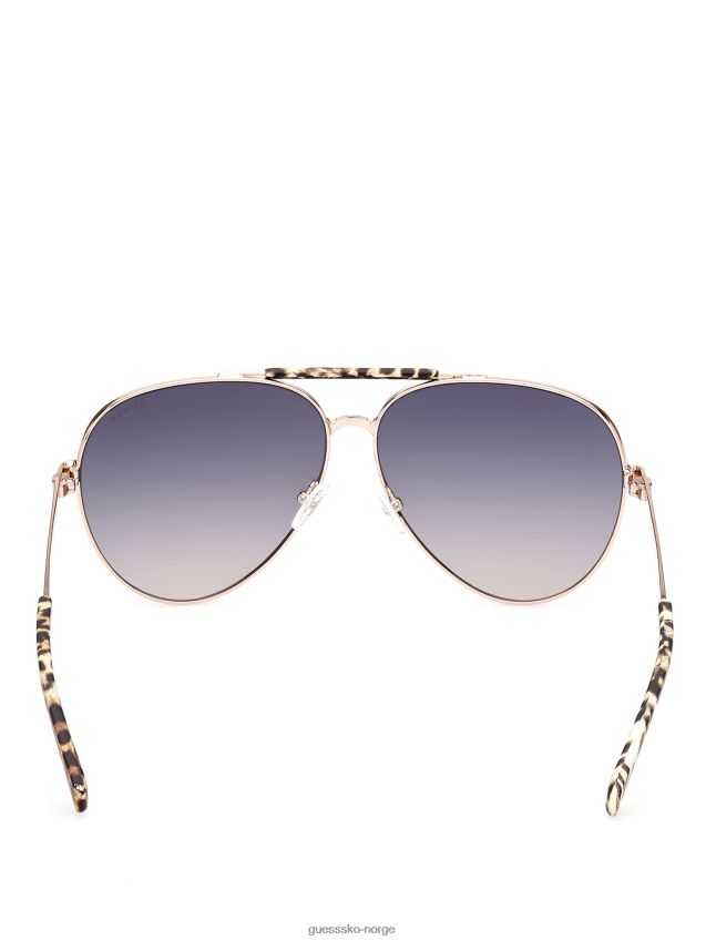 Guess hvit/gull aviator logo solbriller hvitt gull unisex F0LJ8011105