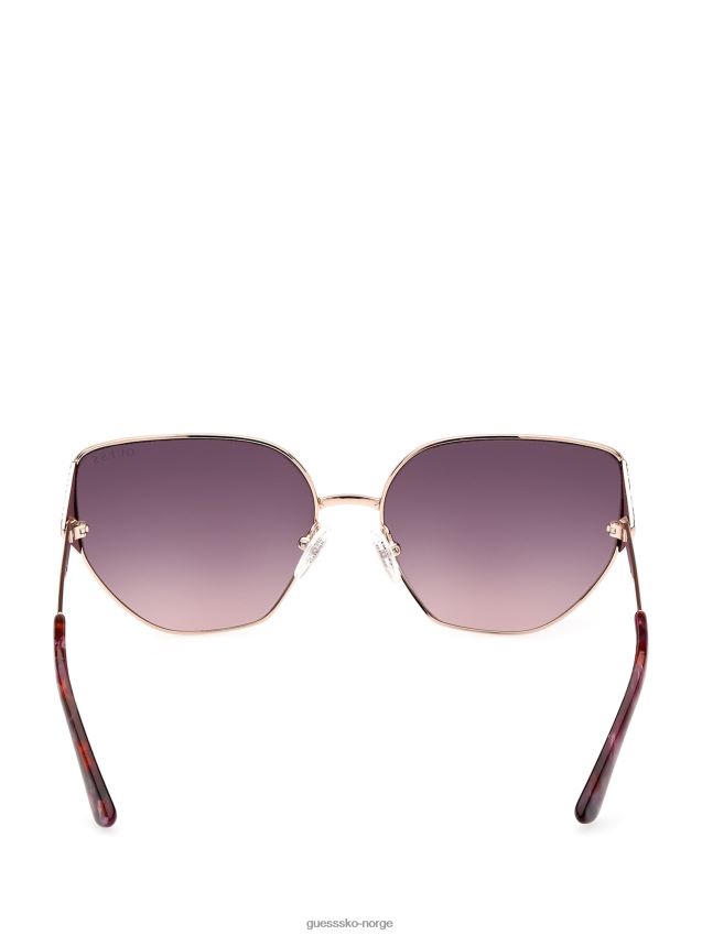 Guess hvit/gull rhinestone metall cat-eye solbriller hvitt gull unisex F0LJ8010040