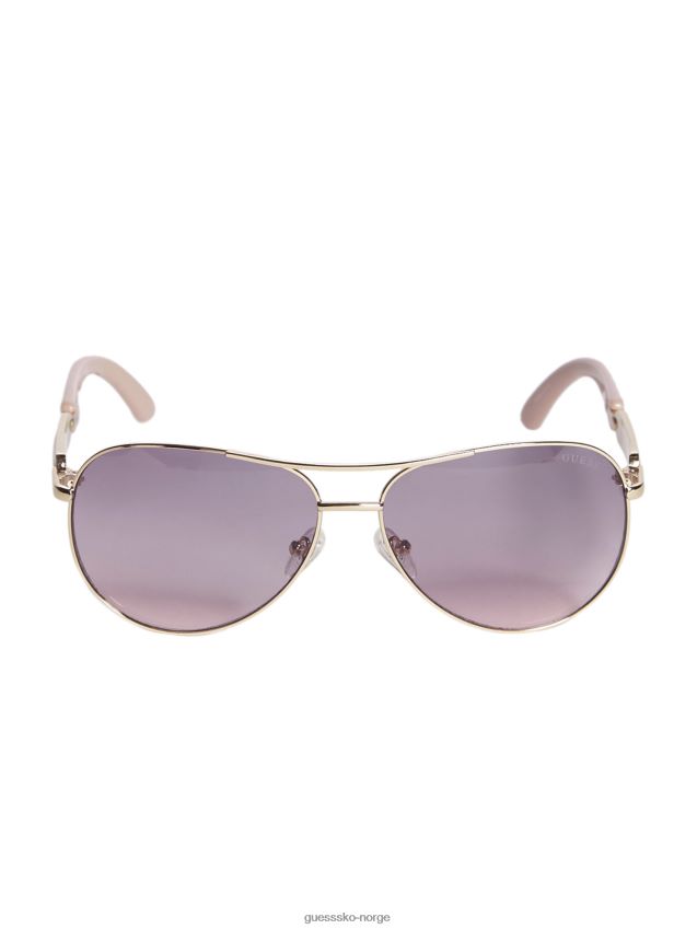 Guess klassiske aviator solbriller skinnende rosa gull/bordeaux skinnende rosa gull/bordeaux unisex F0LJ807793