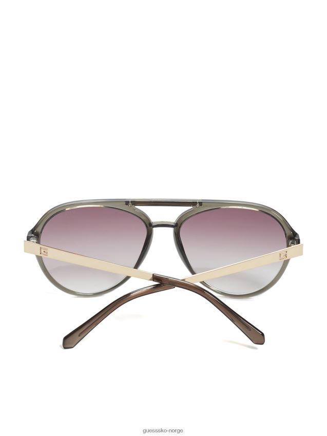 Guess matt krystallgrå innfatning samuel logo aviator solbriller matt krystallgrå ramme unisex F0LJ8011096