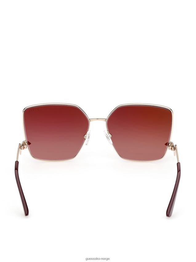 Guess oversized firkantede sikksakk solbriller gull gull unisex F0LJ8010311