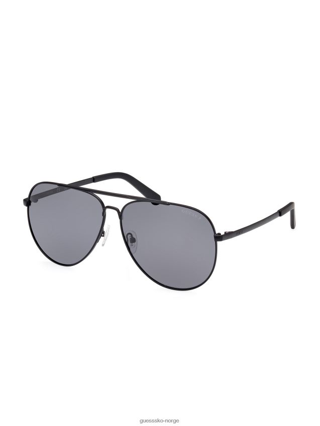Guess polarisert metall aviator solbriller svart svart unisex F0LJ8010868