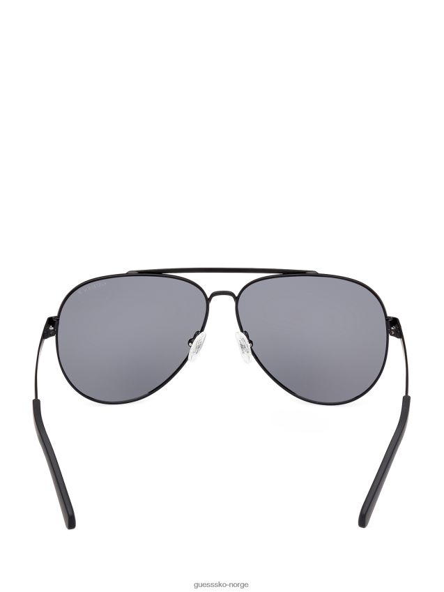 Guess polarisert metall aviator solbriller svart svart unisex F0LJ8010868
