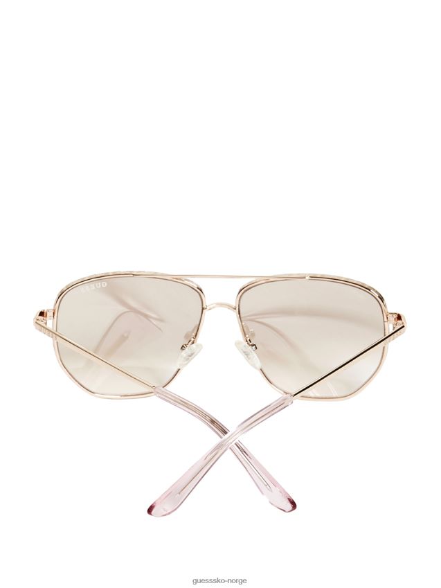 Guess skinnende rosa gull/bordeaux kelly aviator solbriller skinnende rosa gull/bordeaux unisex F0LJ8010272
