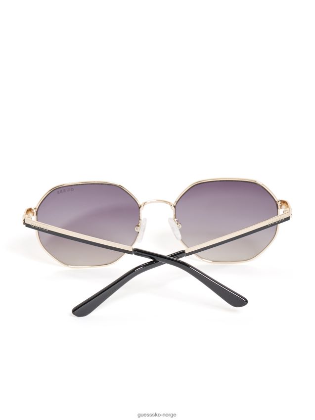 Guess svarte avrundede geometriske solbriller i metall svart unisex F0LJ807768