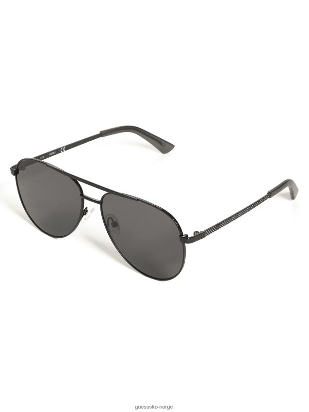 Guess svarte teksturerte metall aviator solbriller svart unisex F0LJ808819