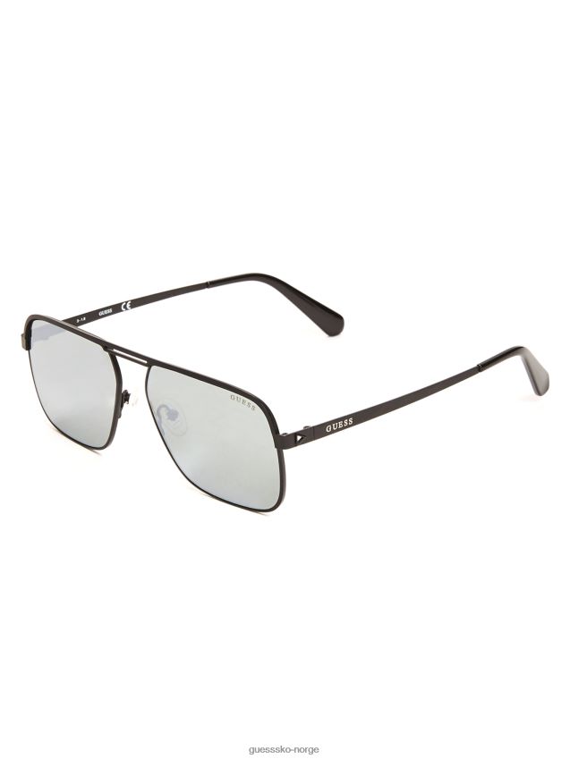 Guess top bar aviator solbriller svart svart unisex F0LJ8011122