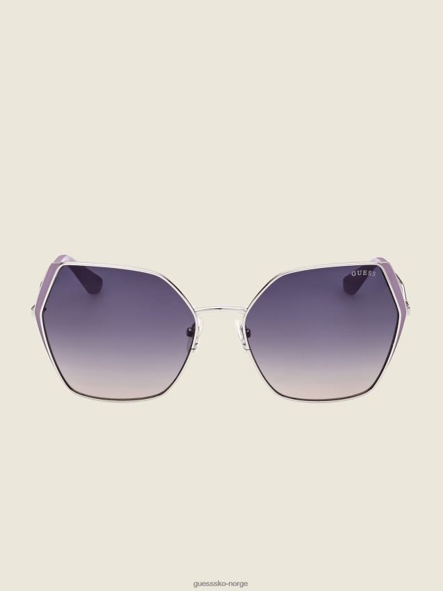 Guess wht/sølv oversized metall geometriske solbriller wht/sølv unisex F0LJ8010281