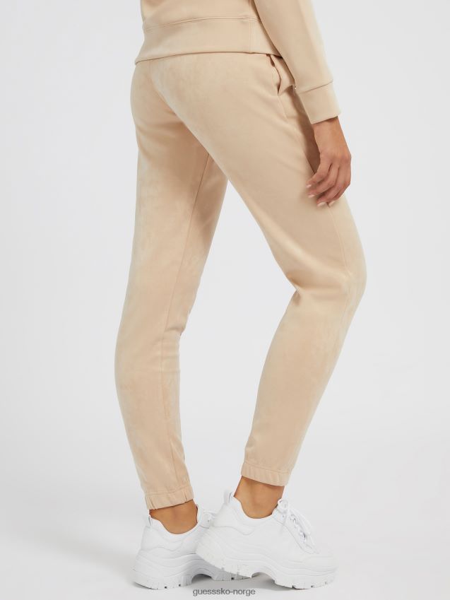 Guess beige joggebukse i imitert semsket skinn beige unisex F0LJ804911