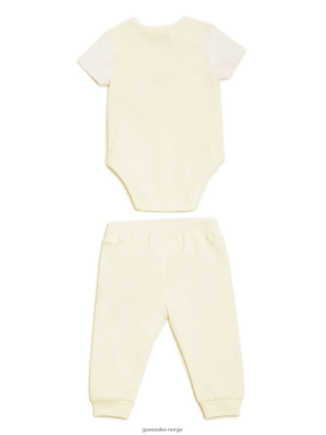 Guess body og buksesett (0-24m) salt hvit salt hvit unisex F0LJ8011648