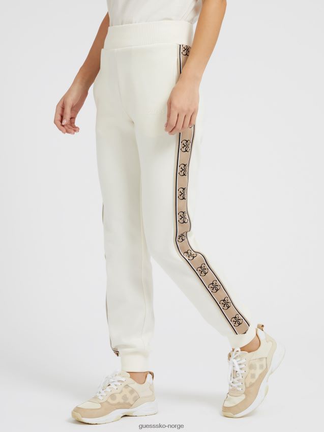 Guess joggebukse med logo tape hvit hvit unisex F0LJ804827