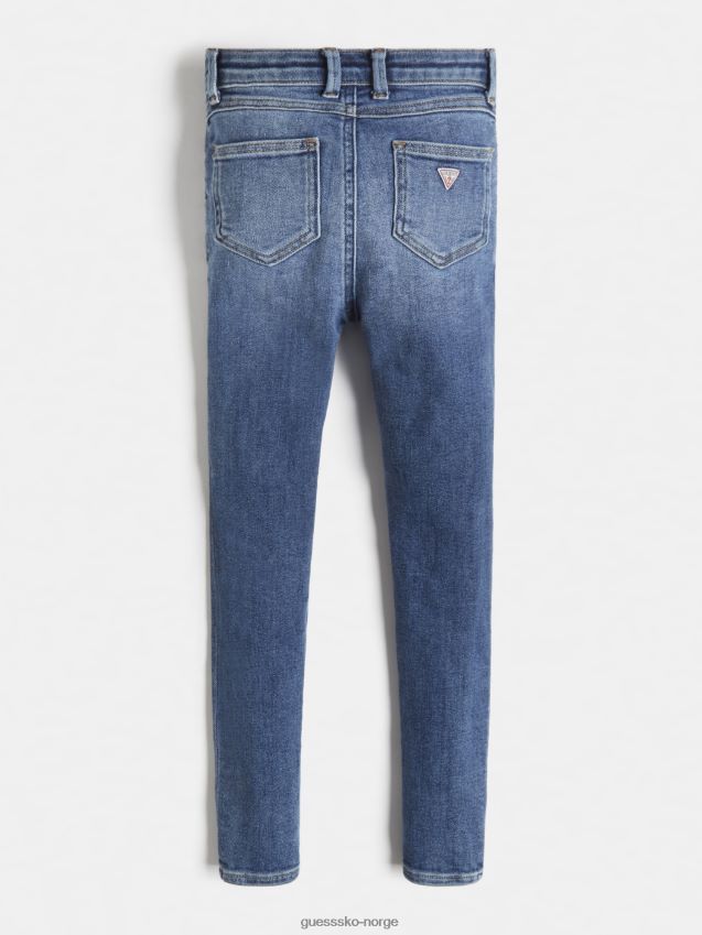 Guess skinny fit denimbukse blå med synlig knapp blå unisex F0LJ802349