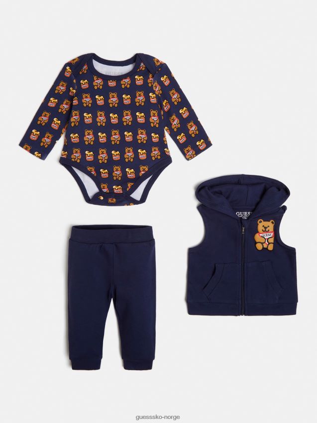 Guess vest med logo foran og mørkeblå bukse mørke blå unisex F0LJ802421