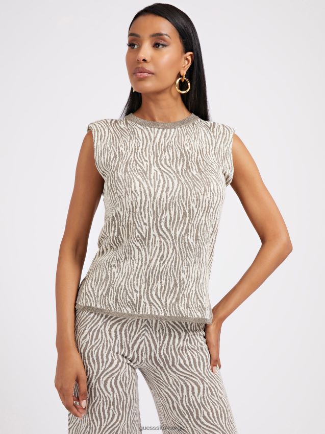 Guess animalier effekt genser topp grå grå unisex F0LJ803051