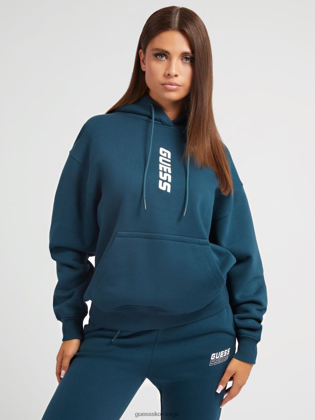 Guess blå genser med logo foran blå unisex F0LJ804833
