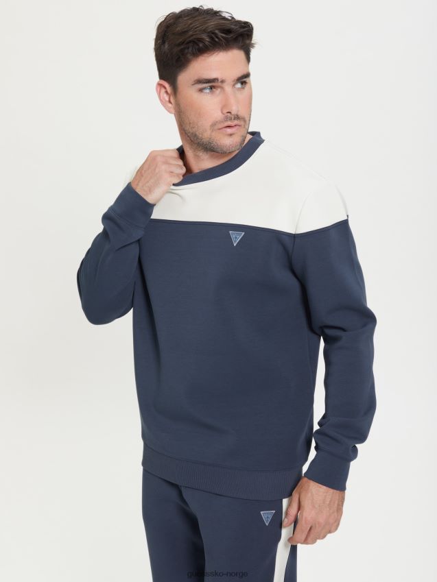 Guess blå genser med logo med dykkerrygg blå unisex F0LJ80205