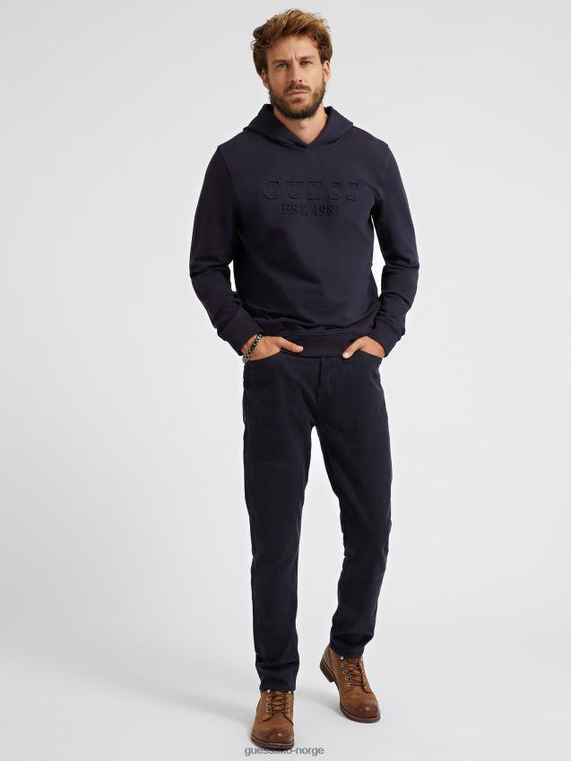 Guess blå genser med preget logo foran blå unisex F0LJ80287