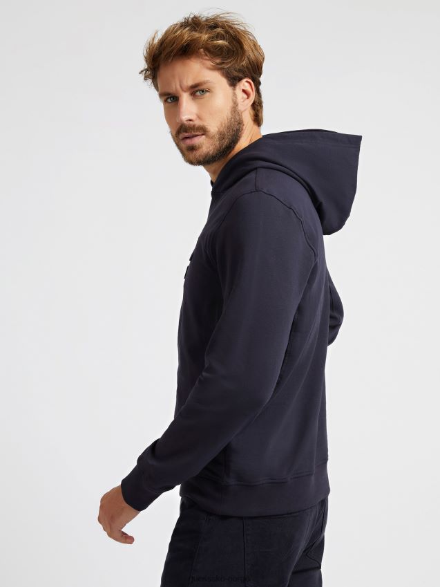 Guess blå genser med preget logo foran blå unisex F0LJ80287