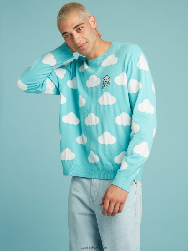 Guess blå helmønstergenser blå unisex F0LJ801084