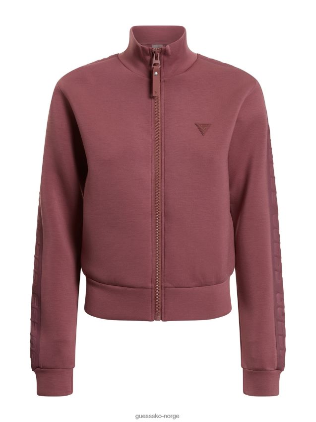 Guess burgunder genser med glidelås foran burgunder unisex F0LJ802567