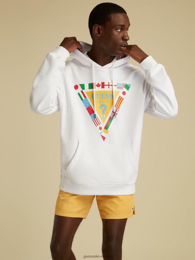 Guess flagg logo sweatshirt hvit hvit unisex F0LJ801457