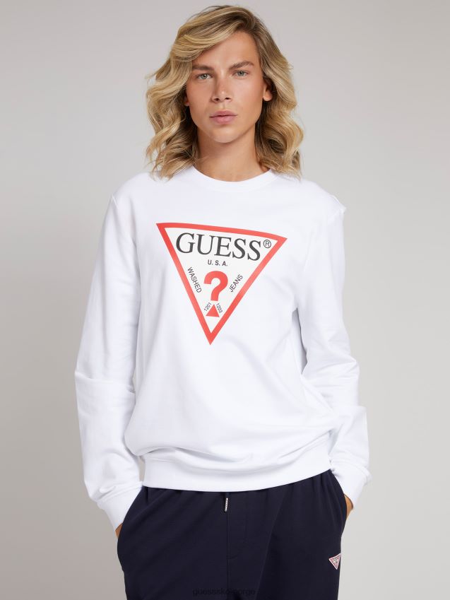 Guess genser med hvit trekantlogo hvit unisex F0LJ80658