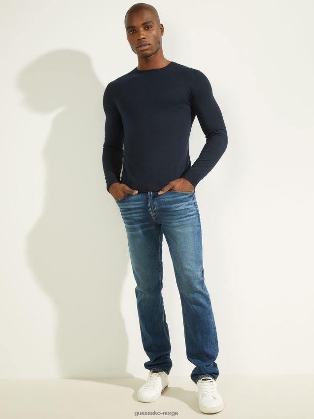 Guess genser med rund hals blå blå unisex F0LJ80114