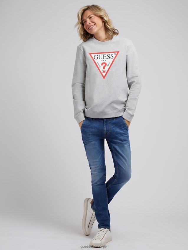 Guess grå genser med flere trekantede logoer grå multi unisex F0LJ8085