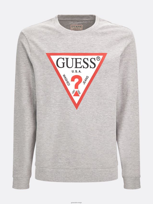 Guess grå genser med flere trekantede logoer grå multi unisex F0LJ8085