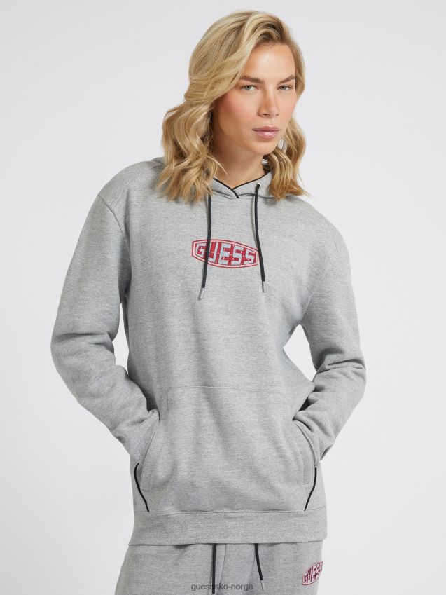 Guess grå genser med logo foran grå unisex F0LJ8088