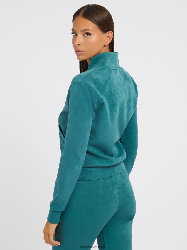 Guess grønn genser i imitert semsket skinn grønn unisex F0LJ803194