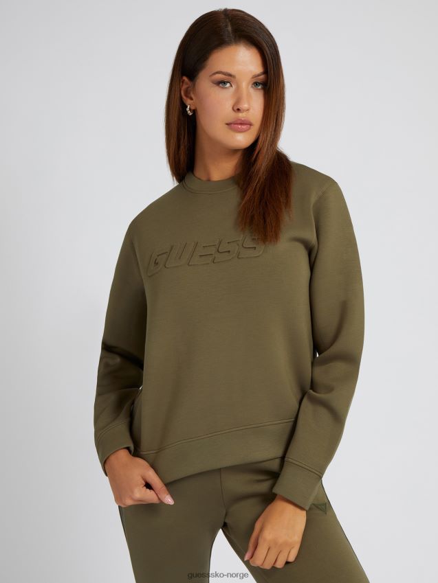 Guess grønn genser med logo foran grønn unisex F0LJ802718