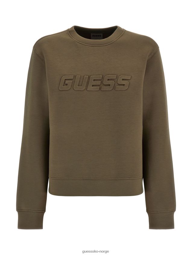 Guess grønn genser med logo foran grønn unisex F0LJ802718