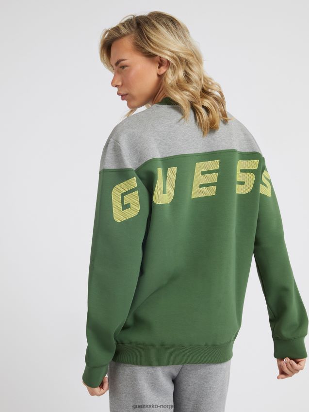 Guess grønn genser med logo med dykkerrygg grønn unisex F0LJ80456