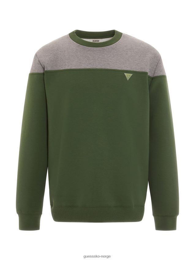 Guess grønn genser med logo med dykkerrygg grønn unisex F0LJ80456