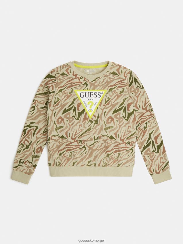 Guess grønn genser med multi all over print grønn multi unisex F0LJ802120