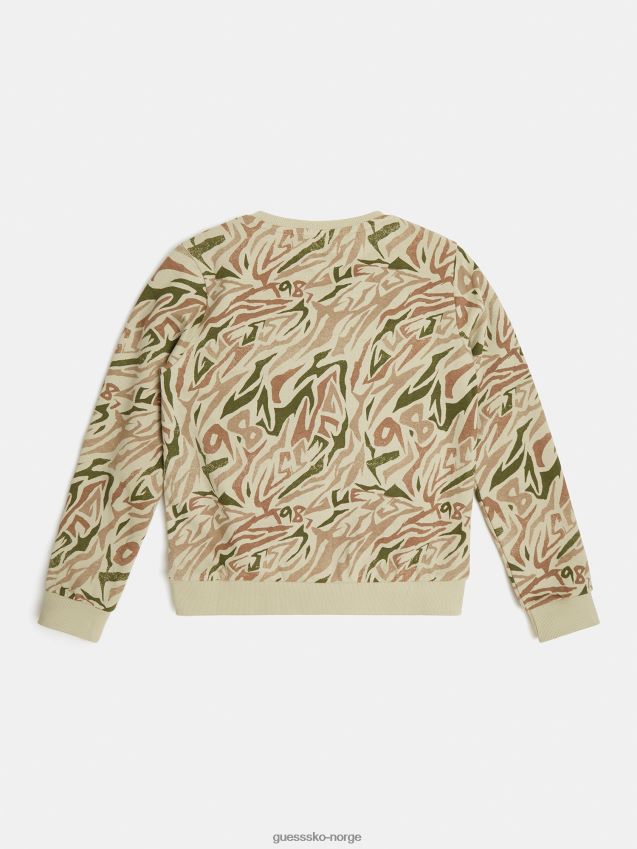 Guess grønn genser med multi all over print grønn multi unisex F0LJ802120