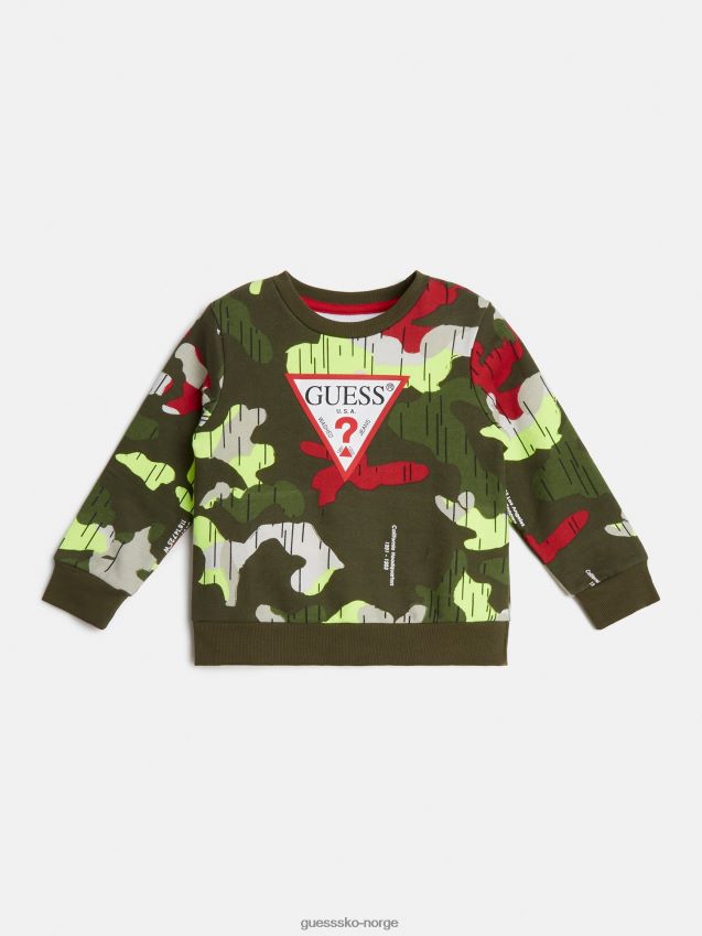 Guess grønn genser med multi all over print grønn multi unisex F0LJ802196